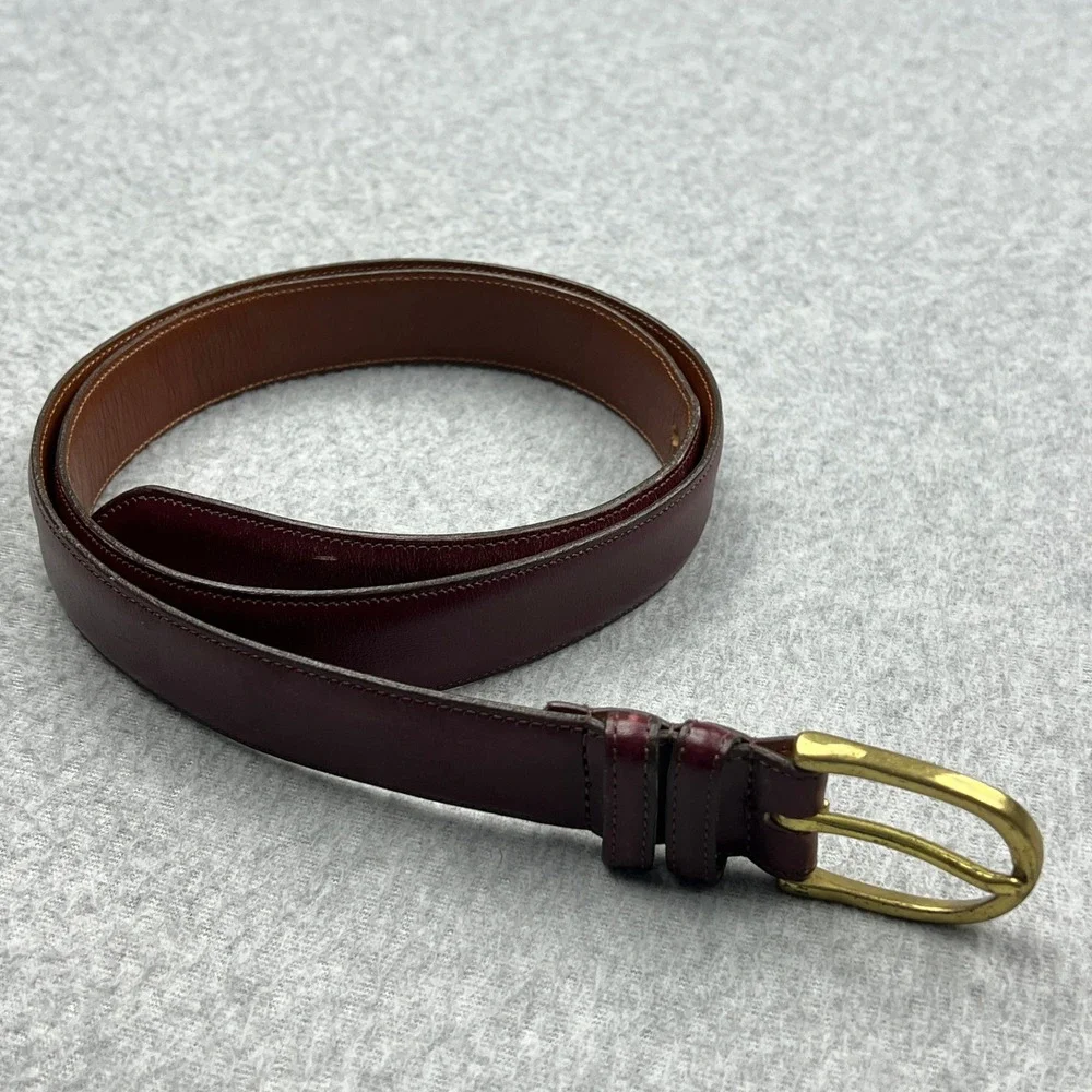 Coach Belt Mens 38 Burgundy French Calfskin Leather Solid Brass Buckle 3858 USA